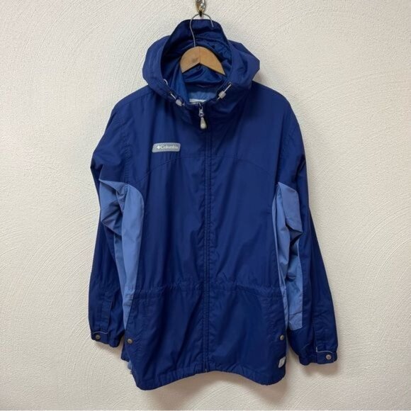 Columbia Women’s Full Zip Hooded Rain Jacket In Blue Sz Med - Picture 1 of 9